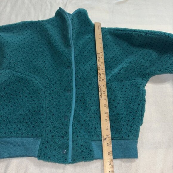 Vintage LL Bean Fleece Jacket Womens M Teal with Polka Dots Made in USA 90s - Picture 7 of 9